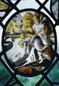 Window depicting Tobias and Archangel Raphael at the River Tigris by English School